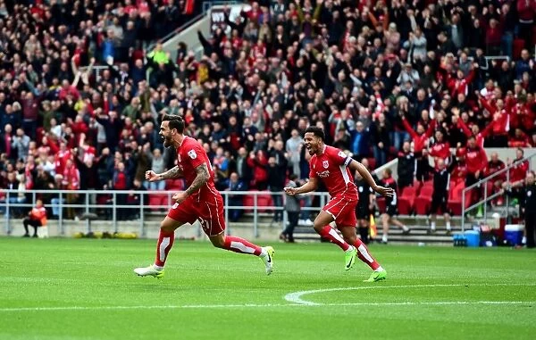 Bristol City Celebrate Championship Win: Marlon Pack and Korey Smith Rejoice after Goal vs. Queens Park Rangers (14.04.2017)