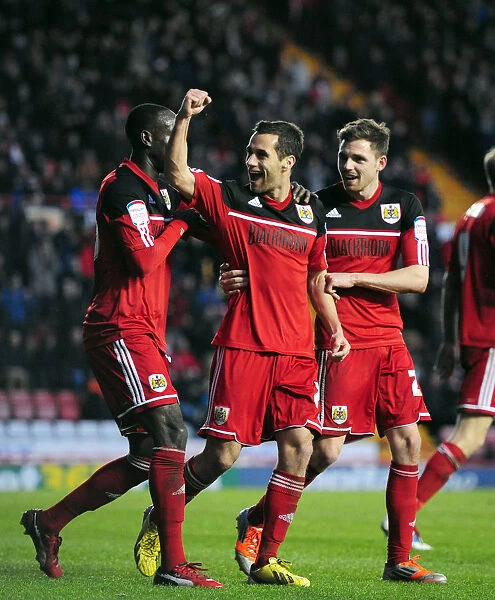 Bristol City Celebrate Double Goal: Sam Baldock and Paul Anderson vs. Peterborough United (December 29, 2012)