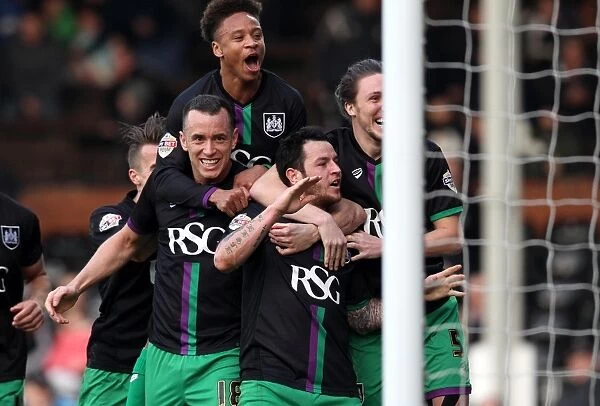 Bristol City Celebrate Lee Tomlins Winning Goal vs Fulham, March 12, 2016