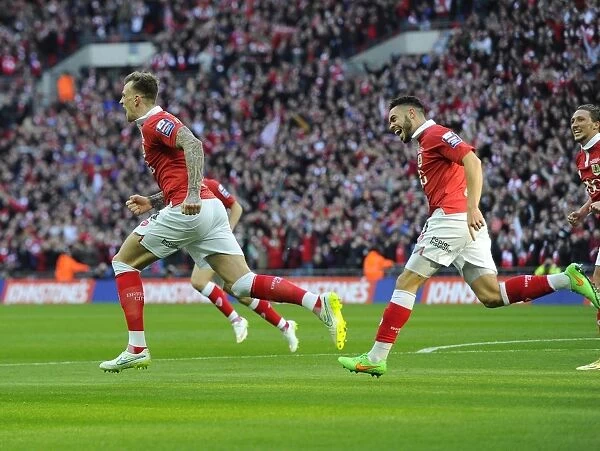 Bristol City Celebrate Opening Goal in Johnstone's Paint Trophy Final vs Walsall