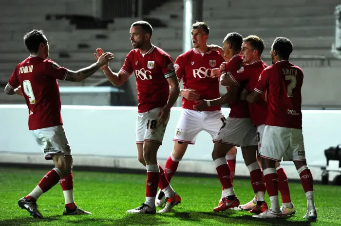 Framed Print : Bristol City Celebrate Peter Odemwingie's Goal Against Rotherham United, Sky Bet Championship 2016