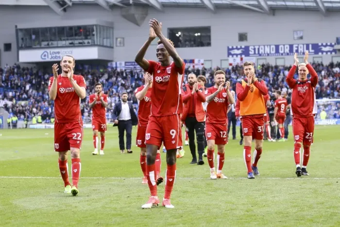 Framed Print : Bristol City Celebrate Promotion-Securing 1-0 Win Over Brighton & Hove Albion Framed Print : Bristol City Celebrate Promotion-Securing 1-0 Win Over Brighton & Hove Albion