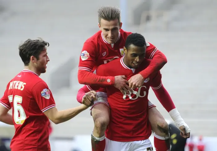 Framed Print : Bristol City Celebrate Win Against Bolton Wanderers: Jonathan Kodjia and Joe Bryan Rejoice on the Field Framed Print : Bristol City Celebrate Win Against Bolton Wanderers: Jonathan Kodjia and Joe Bryan Rejoice on the Field