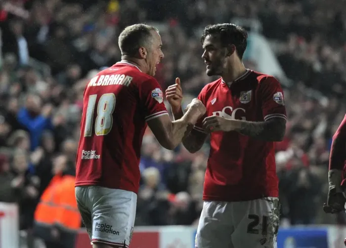 Framed Print : Bristol City Celebrate Win Against QPR: Aaron Wilbraham and Marlon Pack Rejoice Framed Print : Bristol City Celebrate Win Against QPR: Aaron Wilbraham and Marlon Pack Rejoice