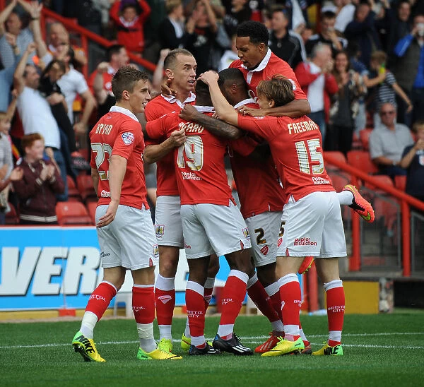 Bristol City Celebrates: Agard Scores the Winner Against MK Dons (September 2014)