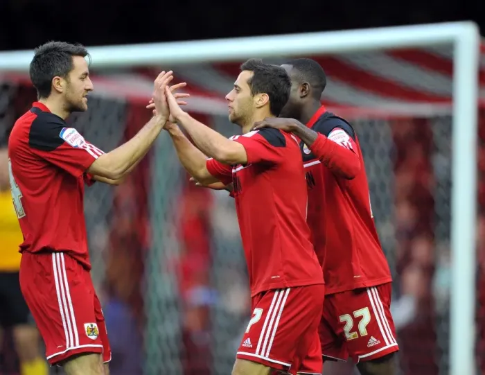 Framed Print : Bristol City Celebrates Championship Victory: Sam Baldock, Cole Skuse, and Albert Adomah Rejoice Framed Print : Bristol City Celebrates Championship Victory: Sam Baldock, Cole Skuse, and Albert Adomah Rejoice