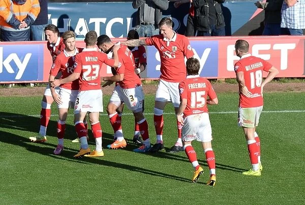 Bristol City Celebrates Derrick Williams Goal Against Chesterfield, Sky Bet League One, 2014