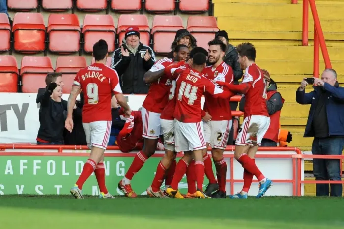Framed Print : Bristol City Celebrates: Derrick Williams Scores the Winning Goal Against Tranmere Rovers Framed Print : Bristol City Celebrates: Derrick Williams Scores the Winning Goal Against Tranmere Rovers