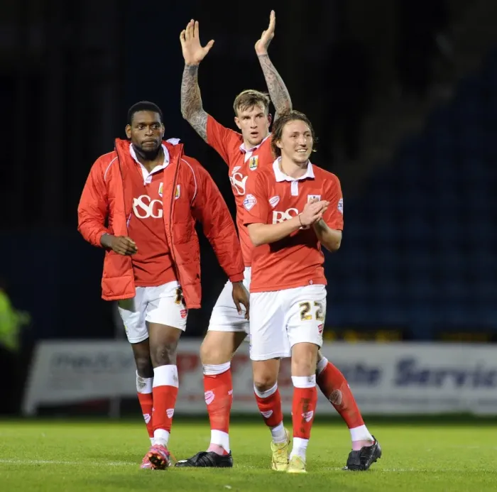 Framed Print : Bristol City Celebrates FA Cup Victory Over Gillingham: Luke Ayling and Aden Flint Applaud Fans