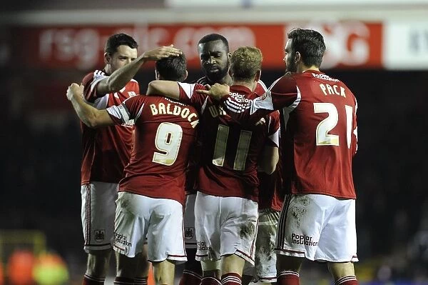 Bristol City Celebrates Own Goal by Leyton Orient: Sam Baldock Rejoices with Team Mates