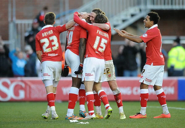 Bristol City Celebrates: Jay Emmanuel-Thomas Scores Against Fleetwood Town, Sky Bet League One, 2015
