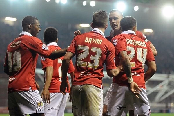 Bristol City Celebrates Joe Bryan's Goal Against Swindon Town (07-04-2015)