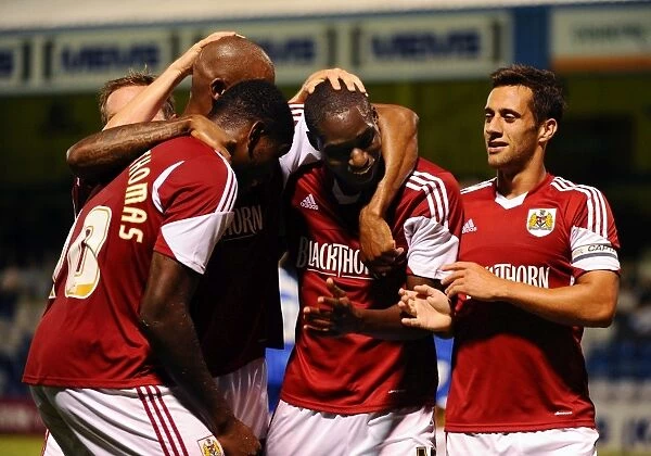 Bristol City Celebrates Jordan Wynter's Goal Against Gillingham in Capital One Cup First Round