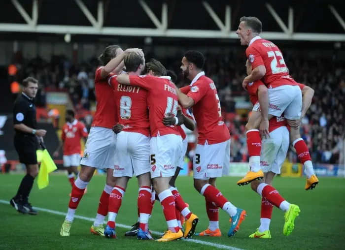 Framed Print : Bristol City Celebrates: Kieran Agard Scores the Winning Goal Against Oldham Athletic Framed Print : Bristol City Celebrates: Kieran Agard Scores the Winning Goal Against Oldham Athletic