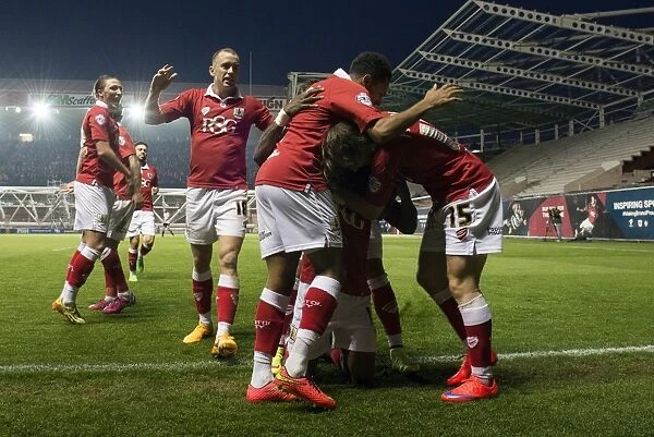 Bristol City Celebrates Kieran Agard's Goal Against Swindon Town, Sky Bet League One, 2015
