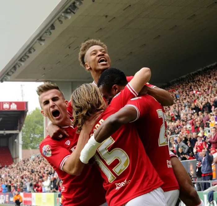 Framed Print : Bristol City Celebrates: Kodjia, Reid, Freeman, Bryan - Unforgettable Moment of Triumph