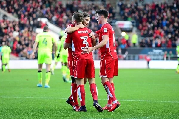 Bristol City Celebrates: Matthews, O'Dowda Congratulate Bryan on Goal vs. Reading (January 2017)