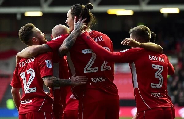 Bristol City Celebrates Milano Djuric's Goal Against Rotherham United, Sky Bet Championship 2017