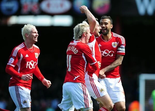 Bristol City Celebrates Victory Over Barnsley, 2012 - Cole Skuse and Team Mates