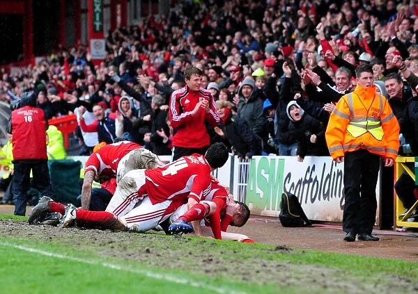 Bristol City Celebrates Victory Over Coventry City: Chris Wood's Goal Secures Three Points (Football Match: April 9, 2012 - Ashton Gate Stadium)