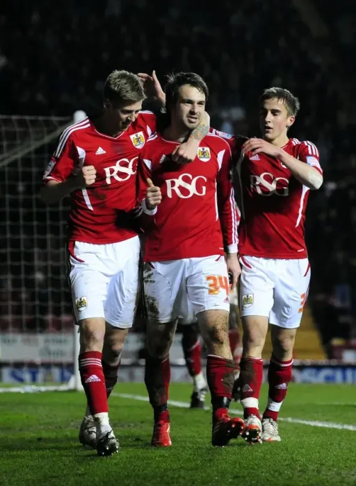 Framed Print : Bristol City Celebrates Victory Over Leicester City: Brett Pitman's Goal