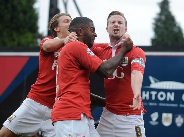 Bristol City Celebrates Wade Elliott's Goal Against MK Dons, Sky Bet League One, 2014