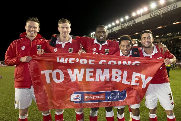 Bristol City Celebrates Wembley Bound: Smith, Flint, Emmanuel-Thomas, Korey Smith, Williams