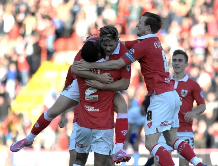 Framed Print : Bristol City Celebrates Wes Burns Goal Against Chesterfield in Sky Bet League One Framed Print : Bristol City Celebrates Wes Burns Goal Against Chesterfield in Sky Bet League One