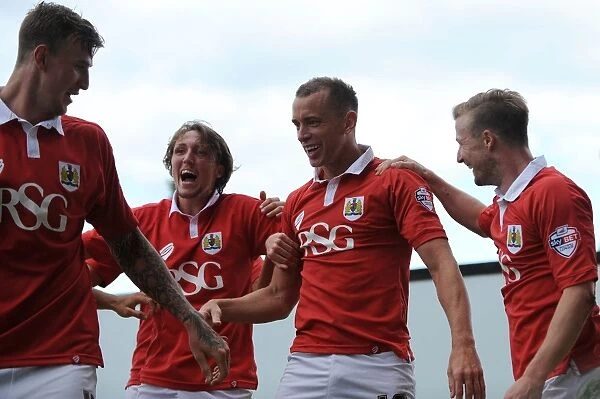 Bristol City Celebrates: Wilbraham's Goal Against Colchester United, Sky Bet League One, 2014