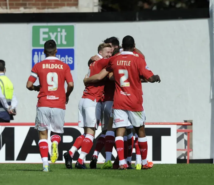 Framed Print : Bristol City Celebrates: Wilbraham's Goal vs Colchester United (16-08-2014) Framed Print : Bristol City Celebrates: Wilbraham's Goal vs Colchester United (16-08-2014)