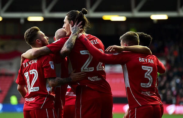 Bristol City Celebrates Win Against Rotherham United: Milan Djuric and Team Mates Rejoice on Field