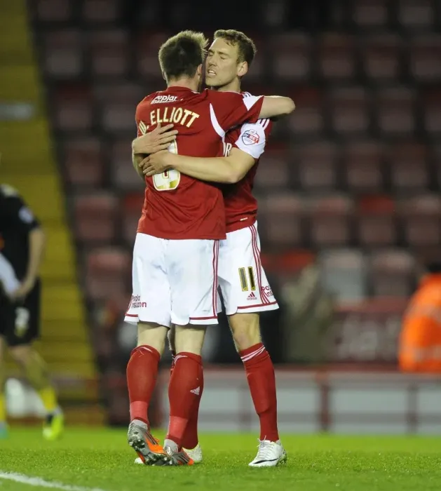 Framed Print : Bristol City Celebrates Win Against Swindon Town: Wagstaff and Elliott Rejoice Framed Print : Bristol City Celebrates Win Against Swindon Town: Wagstaff and Elliott Rejoice