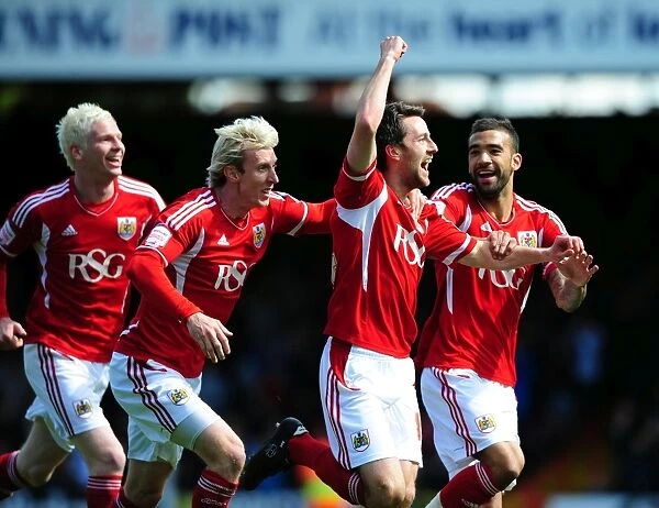 Bristol City: Celebrating Victory Over Barnsley, 2012 - Cole Skuse and Team Mates Rejoice