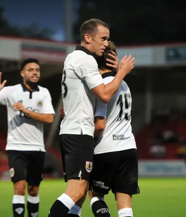 Framed Print : Bristol City Celebration: Wilbraham and Freeman Rejoice in Pre-Season Victory Framed Print : Bristol City Celebration: Wilbraham and Freeman Rejoice in Pre-Season Victory