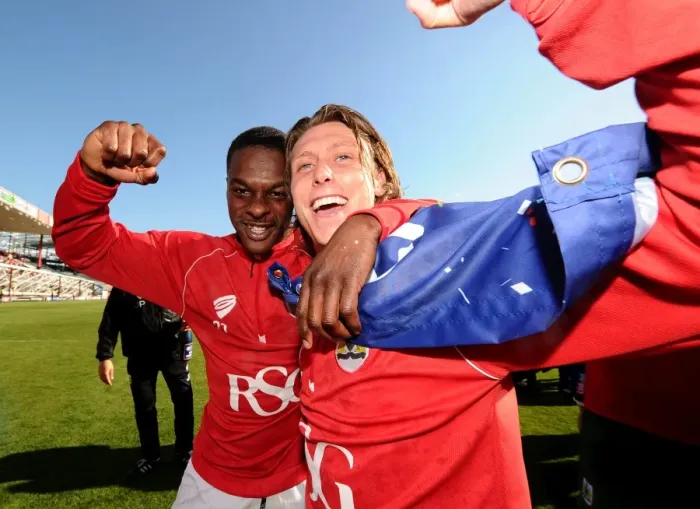 Framed Print : Bristol City: Champions League One - Agard and Freeman's Triumphant Moment