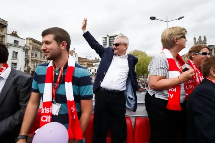 Framed Print : Bristol City: Champions Parade - Jon, Steve, and Maggie Lansdown Celebrate Promotion to Championship Framed Print : Bristol City: Champions Parade - Jon, Steve, and Maggie Lansdown Celebrate Promotion to Championship
