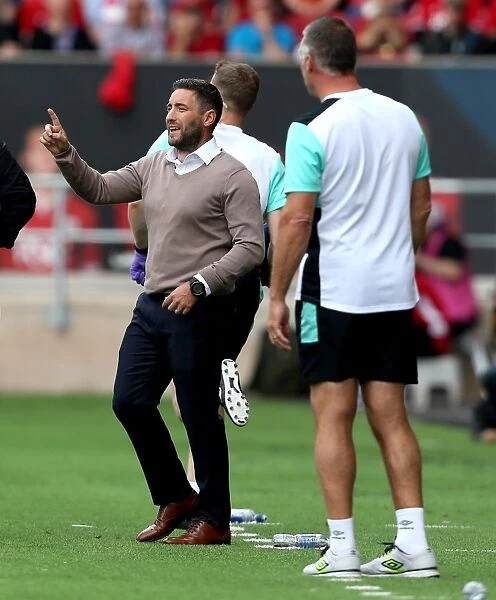 Bristol City Coach Lee Johnson Gives Instructions during Derby County Match