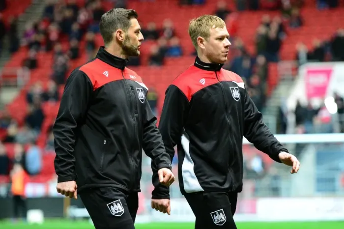 Framed Print : Bristol City Coaches Jamie McAllister and Dean Holden Ahead of Norwich City Clash at Ashton Gate Framed Print : Bristol City Coaches Jamie McAllister and Dean Holden Ahead of Norwich City Clash at Ashton Gate