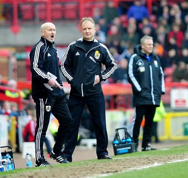 Bristol City Coaches O'Kelly and O'Driscoll Ahead of Middlesbrough Clash, Ashton Gate, 2013