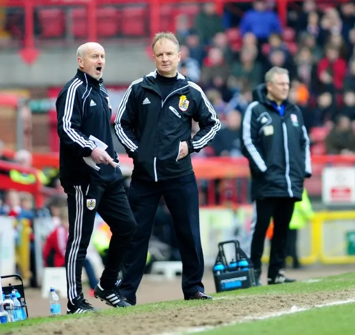 Framed Print : Bristol City Coaches O'Kelly and O'Driscoll Ahead of Middlesbrough Clash, Ashton Gate, 2013