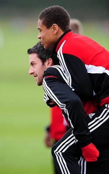 Bristol City: Cole Skuse and Bobby Reid in Deep Focus during Training Session