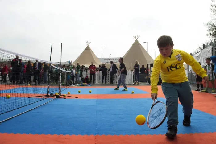 Framed Print : Bristol City Community Trust: Tennis Session for Kids during Bristol City vs MK Dons Match