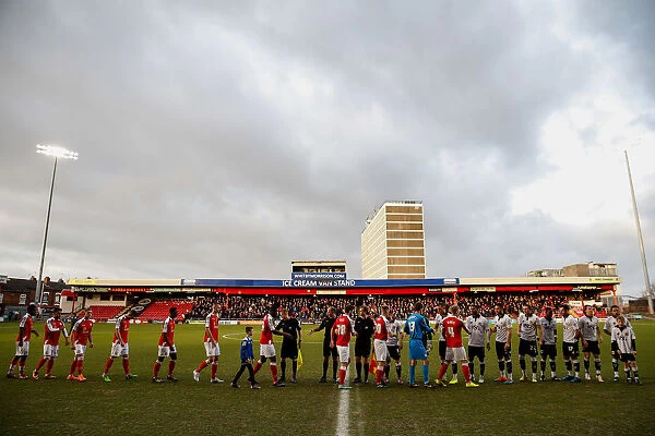 Bristol City and Crewe Alexandra Players Shake Hands After Match, Sky Bet League 1, 2014