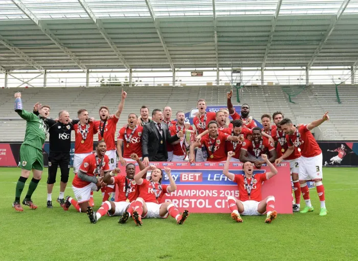 Framed Print : Bristol City Crowned Champions: Euphoria at Ashton Gate after Winning League One