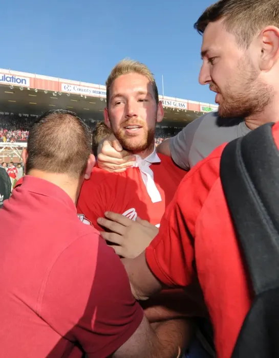 Framed Print : Bristol City Crowned Champions: Scott Wagstaff's Emotional Moment with Fans Framed Print : Bristol City Crowned Champions: Scott Wagstaff's Emotional Moment with Fans