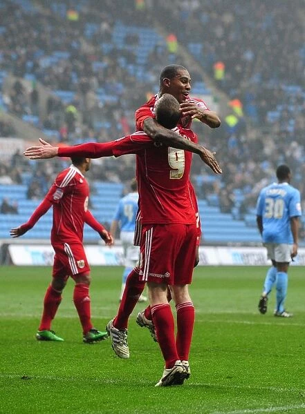 Bristol City: David Clarkson and Marvin Elliott's Euphoric Moment as They Celebrate Goal Against Coventry City in Championship Match, 05 / 03 / 2011