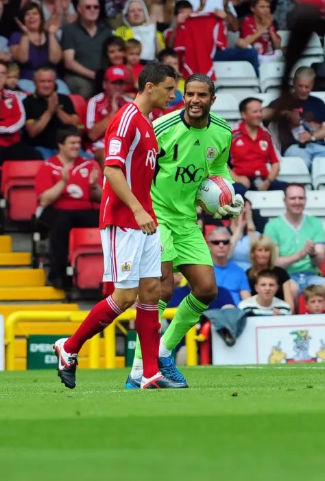 Framed Print : Bristol City: David James Argues with James Wilson During Championship Match Against West Brom, 2011 Framed Print : Bristol City: David James Argues with James Wilson During Championship Match Against West Brom, 2011
