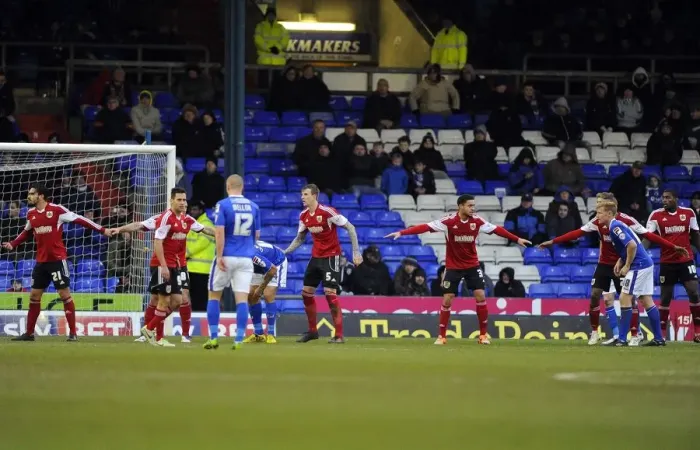 Framed Print : Bristol City Defending Corner Against Oldham Athletic - Football Match, Oldham v Bristol City, Sky Bet League One