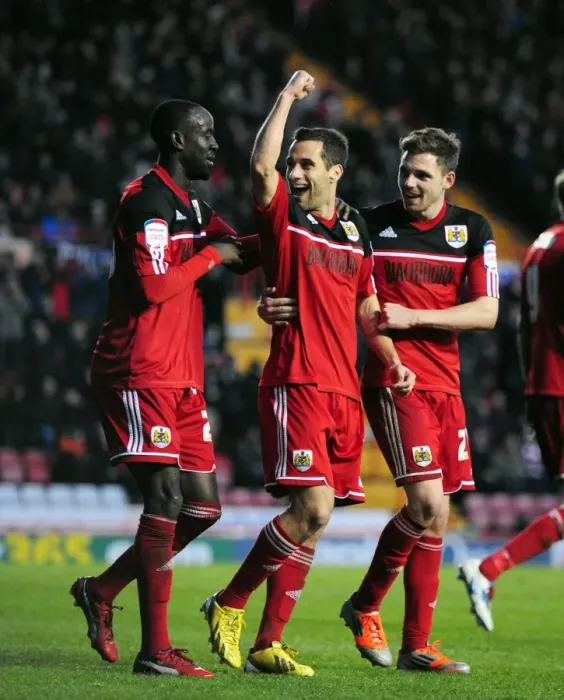 Framed Print : Bristol City: Double Trouble - Sam Baldock and Paul Anderson Celebrate Goals Against Peterborough United (December 29, 2012) Framed Print : Bristol City: Double Trouble - Sam Baldock and Paul Anderson Celebrate Goals Against Peterborough United (December 29, 2012)