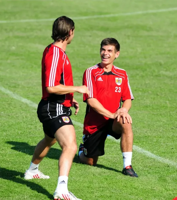 Framed Print : Bristol City: Edwards and McAllister Sharing a Laugh During Training Framed Print : Bristol City: Edwards and McAllister Sharing a Laugh During Training